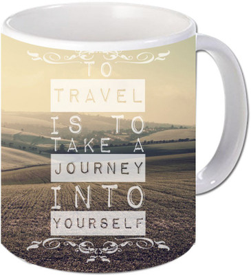 

Maison N Mode Travel Is To Take Coffee Ceramic Mug(330 ml), Multicolor