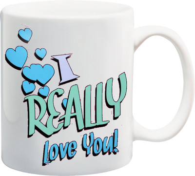 

ME&YOU I Really Love You Printed Ceramic Mug(325 ml), Multicolor