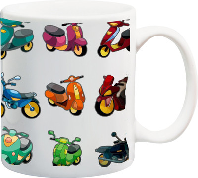 

ME&YOU Scooters And Bikes Printed Ceramic Mug(325 ml), Multicolor