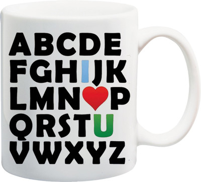 

ME&YOU Alphabet Printed Ceramic Mug(325 ml), Multicolor