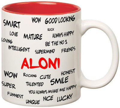 

Huppme Good Personality Aloni Inner Red Ceramic Mug(350 ml), Red;white