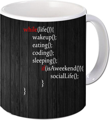 

Maison N Mode Life Wake Youp Coffee Ceramic Mug(330 ml), Multicolor