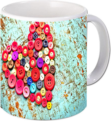 

Maison N Mode Button Coffee Ceramic Mug(330 ml), Multicolor