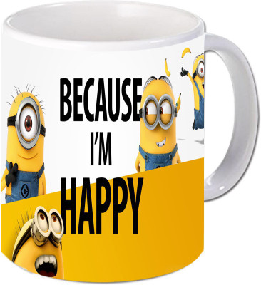 

Maison N Mode Becz I M Happy Coffee Ceramic Mug(330 ml), Multicolor