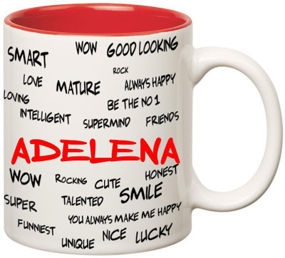 

Huppme Good Personality Adelena Inner Red Ceramic Mug(350 ml), Red;white