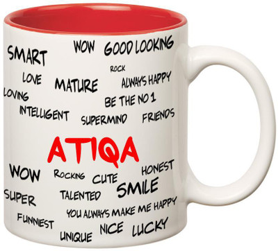 

Huppme Good Personality Atiqa Inner Red Ceramic Mug(350 ml), Red;white