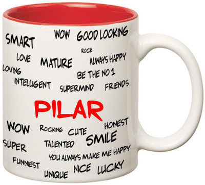 

Huppme Good Personality Pilar Inner Red Ceramic Mug(350 ml), Red;white