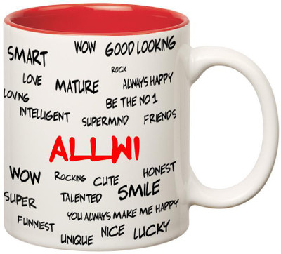 

Huppme Good Personality Allwi Inner Red Ceramic Mug(350 ml), Red;white