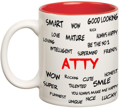 

Huppme Good Personality Atty Inner Red Ceramic Mug(350 ml), Red;white