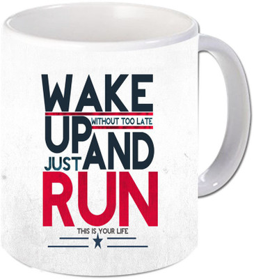 

Maison N Mode Wake Youp And Just Areun Coffee Ceramic Mug(330 ml), Multicolor