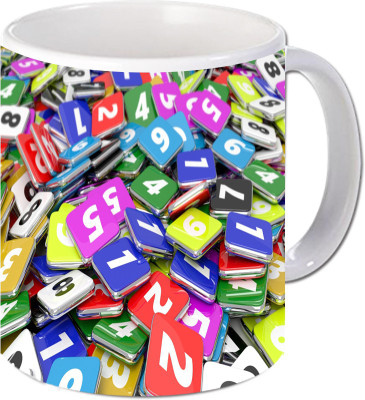 Maison N Mode 3D Block Numbers Coffee Ceramic Mug(330 ml), Multicolor