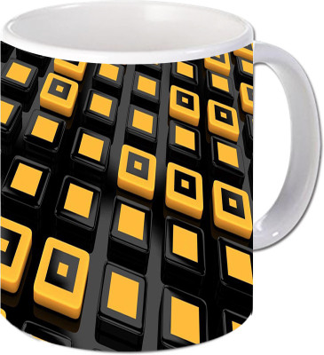 

Maison N Mode Black Yelow Coffee Ceramic Mug(330 ml), Multicolor