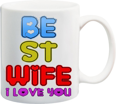 

ME&YOU Best Wife Printed Ceramic Mug(325 ml), Multicolor