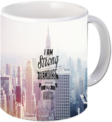 

Maison N Mode I Am Strong Coffee Ceramic Mug(330 ml), Multicolor