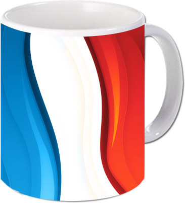 

Maison N Mode Blue Areed Wh Coffee Ceramic Mug(330 ml), Multicolor