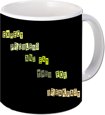 

Maison N Mode Expect Problem Coffee Ceramic Mug(330 ml), Multicolor
