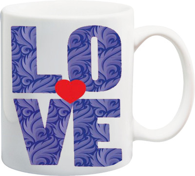

ME&YOU Love With Red Heart Printed Ceramic Mug(325 ml), Multicolor