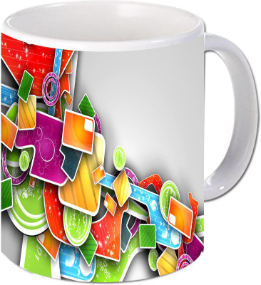 

Maison N Mode Color Block Coffee Ceramic Mug(330 ml), Multicolor