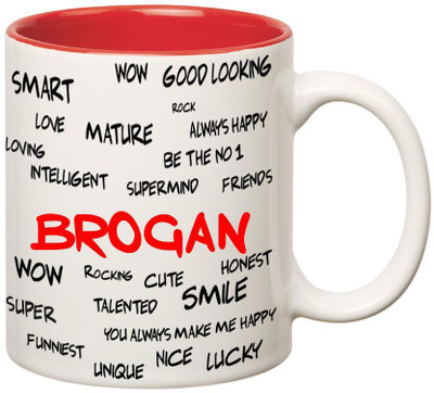 

Huppme Good Personality Brogan Inner Red Ceramic Mug(350 ml), Red;white