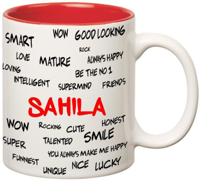 

Huppme Good Personality Sahila Inner Red Ceramic Mug(350 ml), Red;white