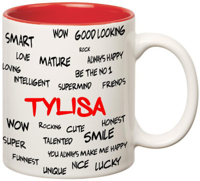 

Huppme Good Personality Tylisa Inner Red Ceramic Mug(350 ml), Red;white