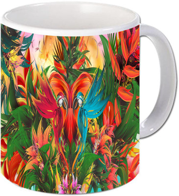 

Maison N Mode Color Parrot Coffee Ceramic Mug(330 ml), Multicolor