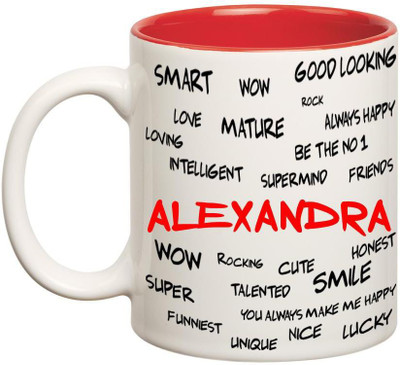 

Huppme Good Personality Alexandra Inner Red Ceramic Mug(350 ml), Red;white