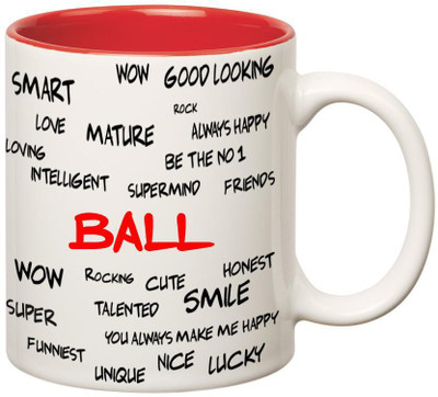 

Huppme Good Personality Ball Inner Red Ceramic Mug(350 ml), Red;white