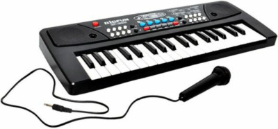 

ROSE 37 Key Piano Keyboard Toy with Recording and Mic & Mobile Charger Power Option (Multicolor)(Black)