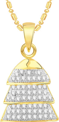 Divastri Christmas Tree Gold Plated for Women & Girls Gold-plated Cubic Zirconia Alloy Pendant