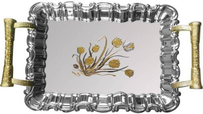 

ShopyBucket Tray Set with Designer Silver Color Handle (Pack of 3) Tray Set