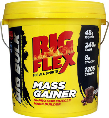 Bigflex Mass Gainer (5 Kg) Bucket Weight Gainers/Mass Gainers(5 kg, Chocolate Brownie)