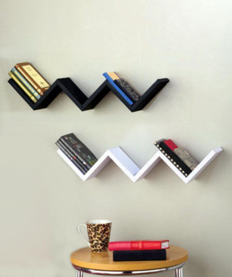 

Decorasia W Shape Mount Book Wooden Wall Shelf(Number of Shelves - 6, Black, White)