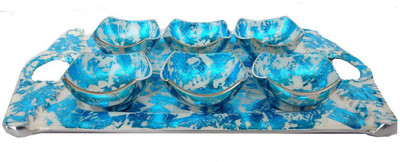 Rastogi Handicrafts b-3 Tray, Bowl Serving Set(Pack of 7)