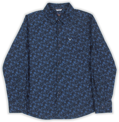 

Allen Solly Junior Boys Printed Casual Dark Blue Shirt, White