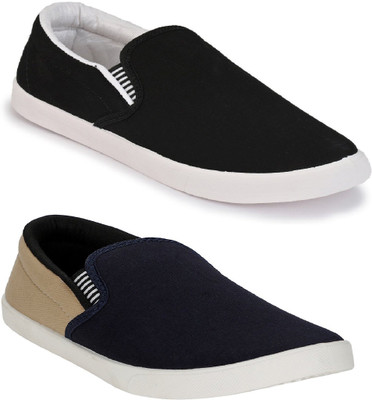 

Chevit Men's Combo of 2 Black & Blue Slip On Sneakers For Men(Black, Blue
