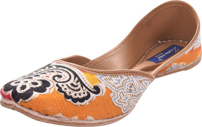 

Tamanna Punjabi Traditional Ethnic Juttis Khussa Flat Jutis For Women(Black, Yellow, Yellow::pink
