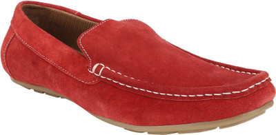 

Fsports Red Faux Leather Casual Loafers For Men(Red