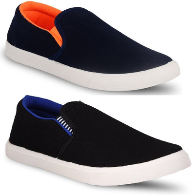 

Chevit Men's Combo of 2 Black & Blue Canvas Shoes For Men(Black, Blue