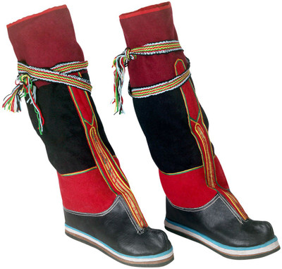 

SOIL Haute Tibetan Boots (Unisex) Konglham, Kong’lam (Dancing Boots) in Pure Leather & Brocaded Uppers & Rubber Soles Boots For Men(Multicolor