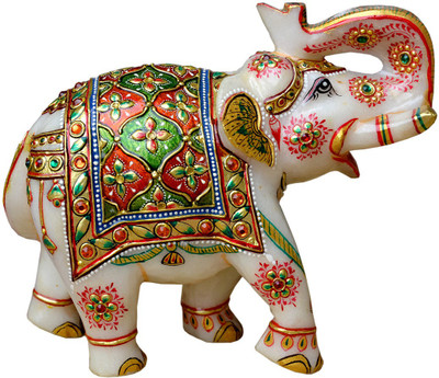 

MALIYAS white marble elephant Decorative Showpiece - 13 cm(Marble, Multicolor)