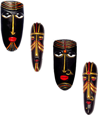 

Hand Artz Home Decorative Terracotta Wall Hanging Multicolour Hawaian Mask Pair & Bhodabhudi Mask Pair Combo Decorative Showpiece - 20 cm(Terracotta, Multicolor)