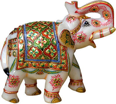 

MALIYAS marble elephant statue Decorative Showpiece - 13 cm(Marble, Multicolor)