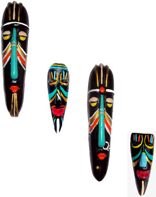 

Hand Artz Home Decorative Terracotta Wall Hanging Multicolour Hawaian Mask Pair & Zozo Mask Combo Decorative Showpiece - 20 cm(Terracotta, Multicolor)