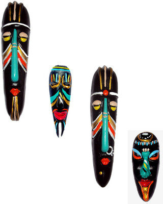 

Hand Artz Home Decorative Terracotta Wall Hanging Multicolour Hawaian Mask Pair & Zozo Mask Combo Decorative Showpiece - 20 cm(Terracotta, Multicolor)