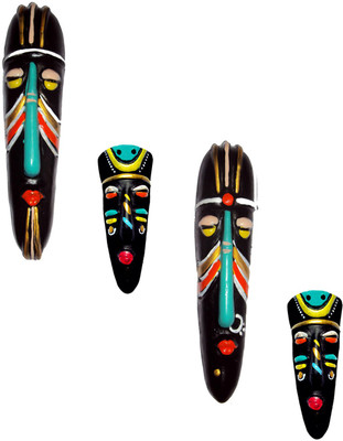 

Hand Artz Home Decorative Terracotta Wall Hanging Multicolour Hawaian Mask Pair Combo Decorative Showpiece - 20 cm(Terracotta, Maroon)