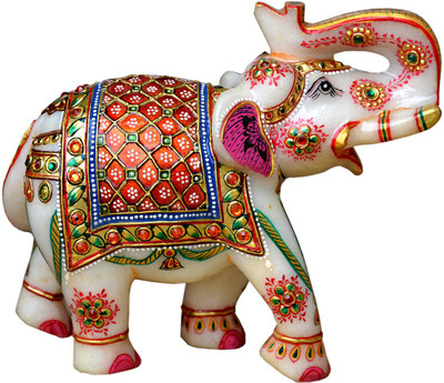 

MALIYAS elephant statue Decorative Showpiece - 13 cm(Marble, Multicolor)
