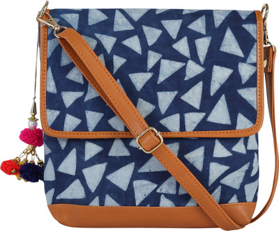 

Le Cuero Women Casual Blue Cotton Sling Bag