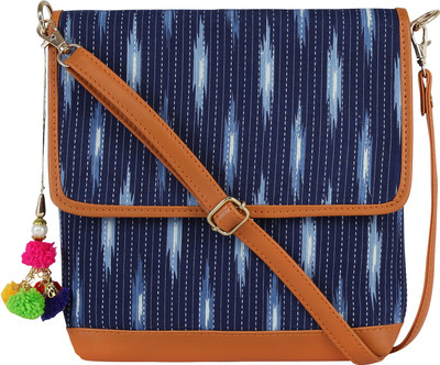 

Le Cuero Women Casual Blue Cotton Sling Bag
