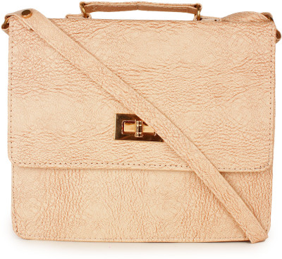 

CRAWLER Women Casual Beige Leatherette Messenger Bag